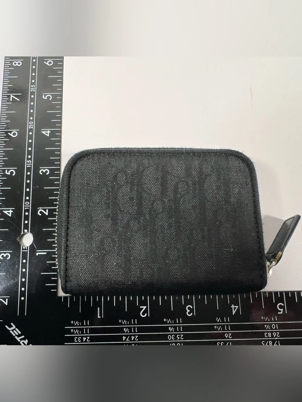 Christian Dior Trotter Zip Wallet Black Jacquard Coin Purse